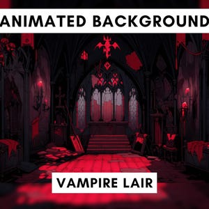 Animated Background for Twitch, Gothic room, Spooky vampire room, Vtuber background, lofi stream overlay, Red and black room, Halloween