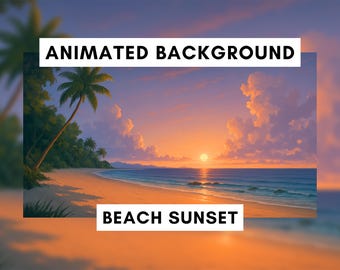 Animated Background for Twitch, Beach sunset, Sunset view,  Vtuber animated background, Summer, Tropical Island