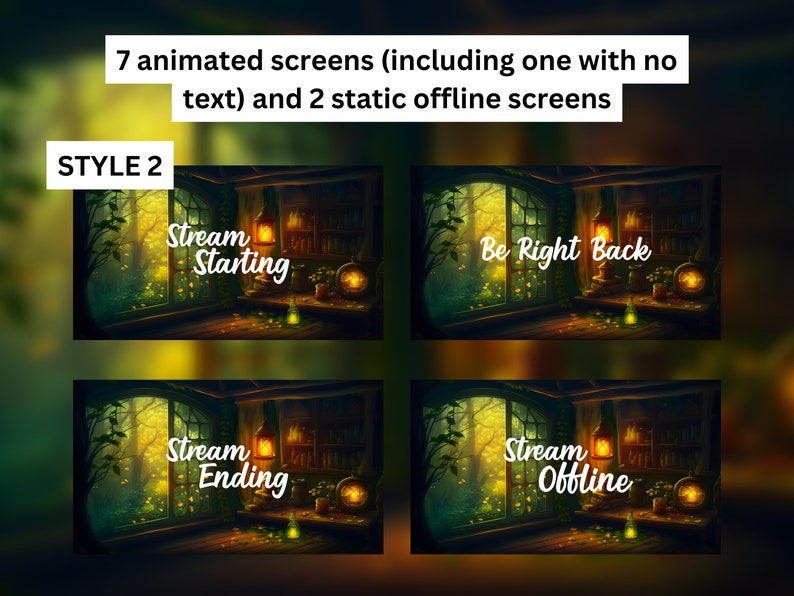 Animated Stream Package for Twitch, Stream Overlay, Animated Background, Twitch Panels, Animated Alerts, Cozy Forest Theme, Vtuber, Lofi image 9