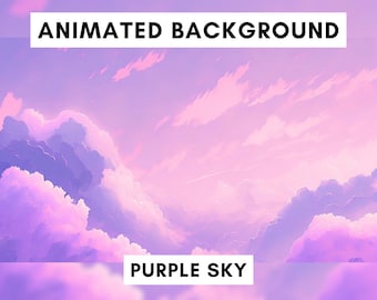 Fondo animado de Vtuber para Twitch, cielo y nubes púrpuras, superposición de transmisión lofi, fondo en bucle, ambiente relajante, fondo de vtuber