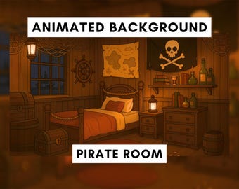Animierter Hintergrund, Piratenzimmer, Vtuber-Hintergrund, DND, Piratenschiff, Regenfenster, Gemütlicher Hintergrund