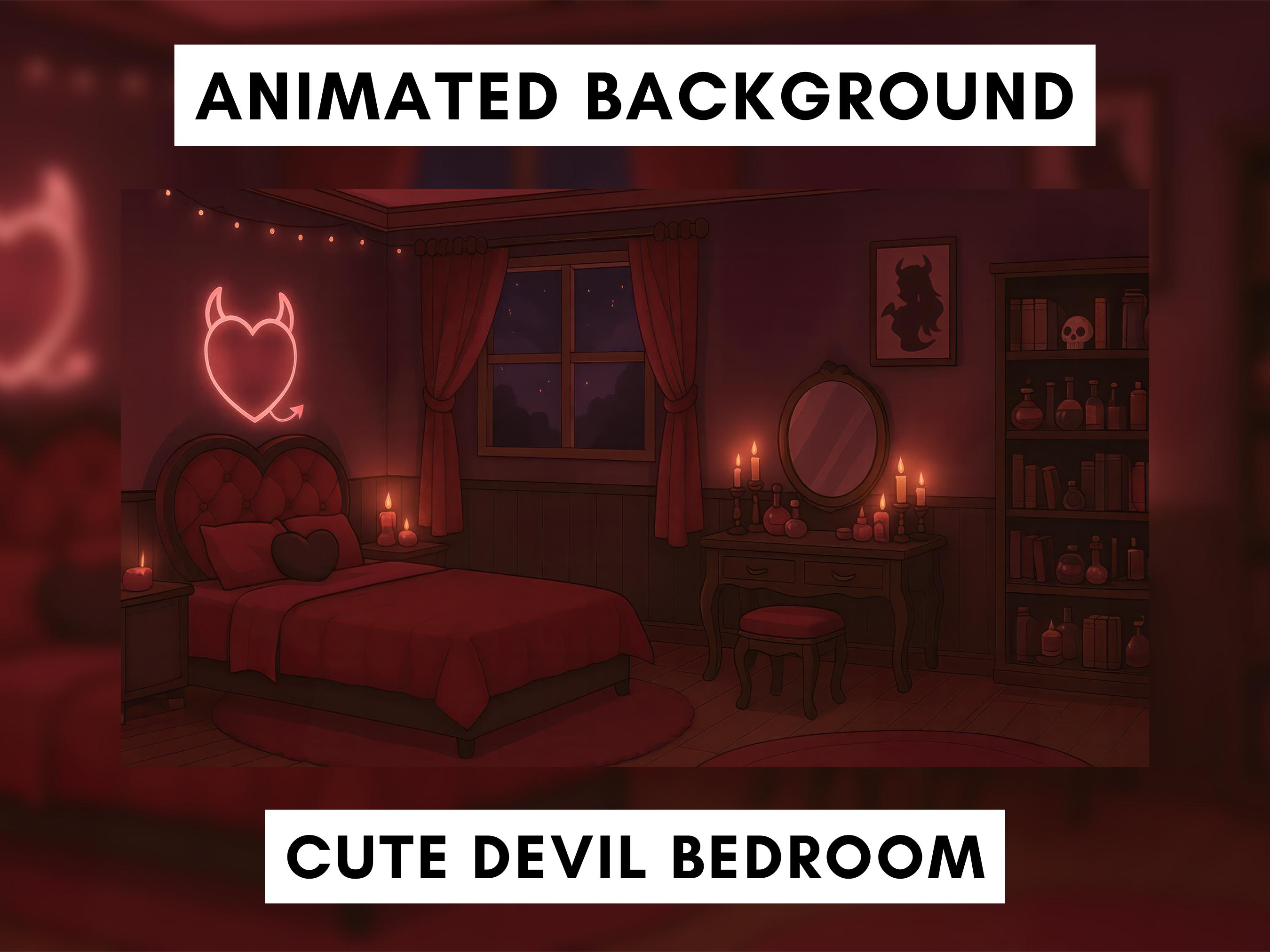 Arrière-plan animé Vtuber, Chambre du diable, Chambre de vampire, Gothique mignon, Salle de jeux, Arrière-plan d'Halloween, Boucle d'arrière-plan, Thème succube
