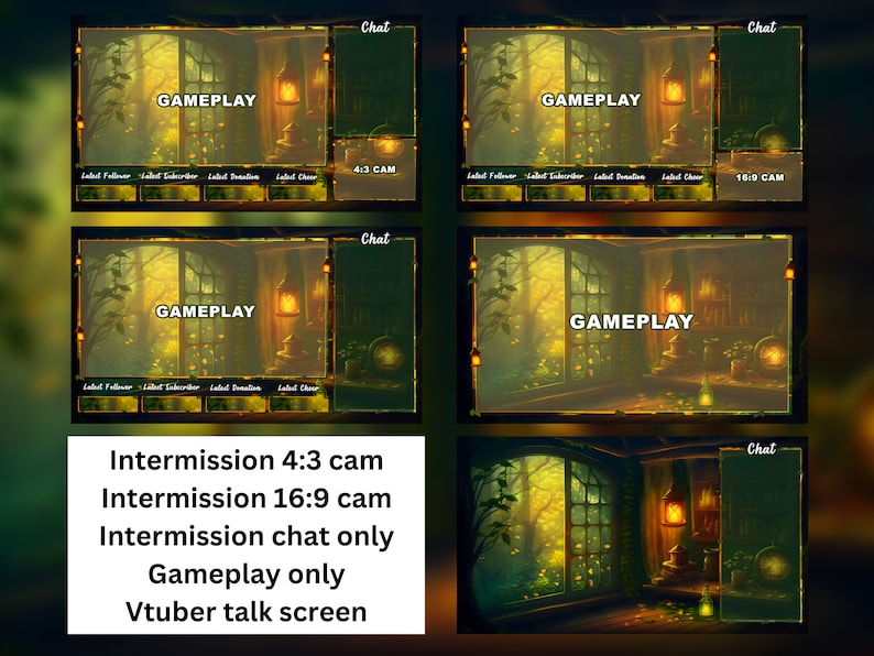 Animated Stream Package for Twitch, Stream Overlay, Animated Background, Twitch Panels, Animated Alerts, Cozy Forest Theme, Vtuber, Lofi image 3