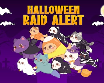 Halloween Raid Alert, Halloween Cat Raid Alert, Twitch Alert, Animated Emote, Spooky Season Alert