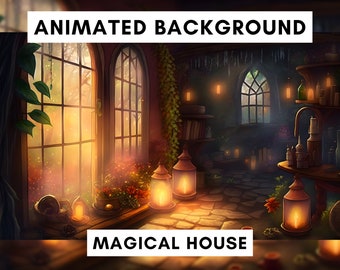 Animated Background for Twitch, Vtuber background animated, Lofi stream overlay, looped background, cozy ambience, magical stream overlay