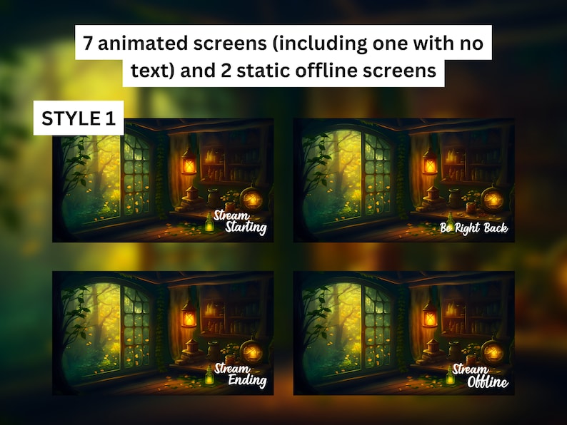 Animated Stream Package for Twitch, Stream Overlay, Animated Background, Twitch Panels, Animated Alerts, Cozy Forest Theme, Vtuber, Lofi image 8
