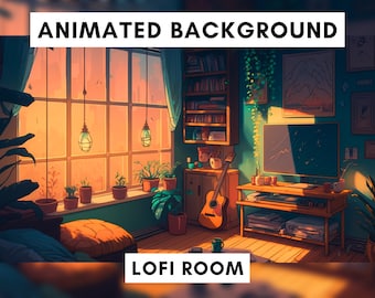Fondo animado de Vtuber para Twitch, dormitorio Lofi, superposición de transmisión lofi, fondo en bucle, estilo de ambiente acogedor, fondo vtuber acogedor