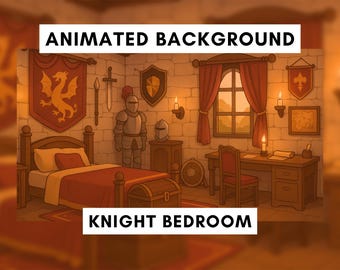 Animierter Ritter-Hintergrund, Animierter Vtuber-Hintergrund, Burg, Mittelalterliches Ritter-Schlafzimmer, Mittelalterlicher Stream, Gemütliche Vtuber-Szene, DND