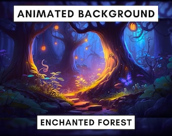 Vtuber animerad bakgrund för Twitch, förtrollad skog, animerad Vtuber-bakgrund, lofi stream-overlay, loopad bakgrund, magisk scen