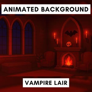 Animierter Hintergrund für Twitch, Vtuber Schlafzimmer, Vtuber Schlafzimmer, Gothic Zimmer, Spooky, Vtuber Hintergrund, Stream Overlay, Rotes Zimmer, Halloween