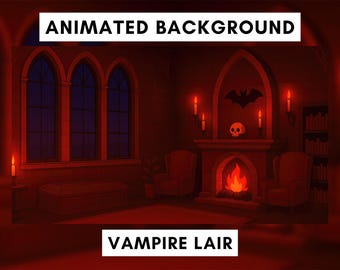 Animated Background for Twitch, Vtuber bedroom, Vampire Lair, Gothic room, Spooky, Vtuber background, stream overlay, Red room, Halloween