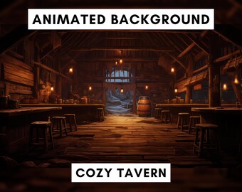 Cozy Tavern Animated Background, Medieval Fantasy Stream Overlay, RPG Old Tavern Scene, Abandoned Tavern, Cozy vtuber scene, DND background