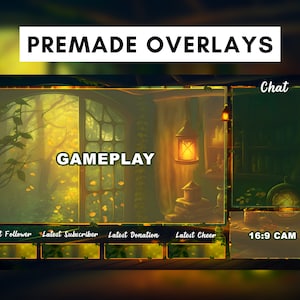Animated Stream Package for Twitch, Stream Overlay, Animated Background, Twitch Panels, Animated Alerts, Cozy Forest Theme, Vtuber, Lofi image 2