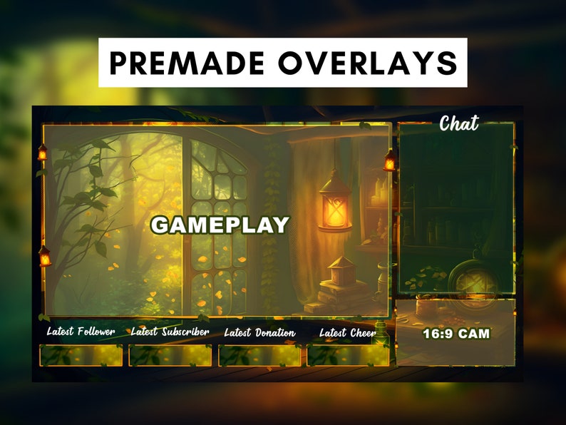 Animated Stream Package for Twitch, Stream Overlay, Animated Background, Twitch Panels, Animated Alerts, Cozy Forest Theme, Vtuber, Lofi image 2