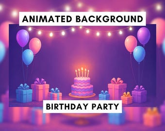 Animated Background for Twitch, Birthday party, Celebration, Balloons, Vtuber background, Birthday stream background, Party stream