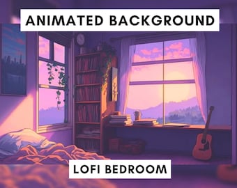 Fondo animado de Vtuber para Twitch, dormitorio Lofi, superposición de transmisión lofi, fondo en bucle, estilo de ambiente acogedor, fondo vtuber en bucle