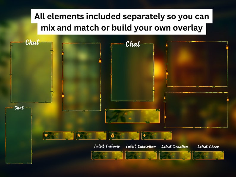 Animated Stream Package for Twitch, Stream Overlay, Animated Background, Twitch Panels, Animated Alerts, Cozy Forest Theme, Vtuber, Lofi image 4