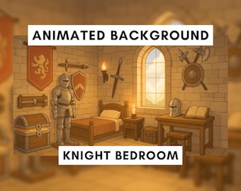 Animierter Ritter-Hintergrund, Animierter Vtuber-Hintergrund, Burg, Mittelalterliches Ritter-Schlafzimmer, Mittelalterlicher Stream, Gemütliche Vtuber-Szene, DND
