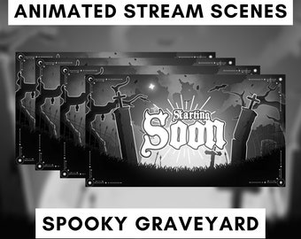 Animated Stream Scenes for Twitch, Spooky Animated Screens Twitch, Animated Background, Graveyard, Halloween Theme, Vtuber Background