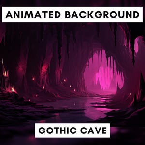 Animierter Hintergrund für Twitch, Gothic Höhle, Vampir Hintergrund, Spooky, Halloween, Vtuber Stream Overlay, Schleifen Hintergrund, Fantasy, Pink