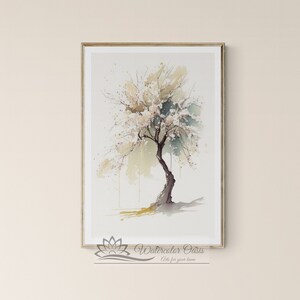 Minimalistic Art Cherry Blossom Tree | Printable Art | Sakura tree | Watercolor Painting | Watercolor Art | Wall Art | Digital Download
