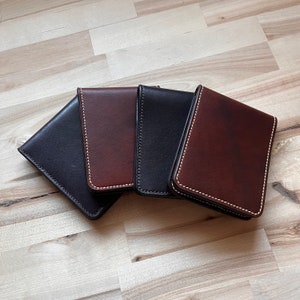 Cartera de cuero plegable hecha a mano