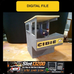 May include: A gray model race control tower with the text "CIBIE" on the front. The tower has a small figure inside and a yellow roof. The image also includes the text "DIGITAL FILE" and "Slot13200".