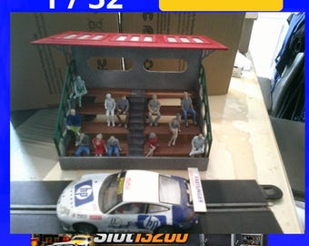 Kit Tribune de Circuit 1/32 - Stand Spectateurs pour Slot Car Scalextric, Carrera, Ninco - Modèle à monter et peindre - Décor Diorama Racing