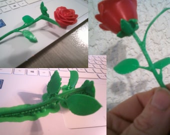 Realistic Rose STL for 3D Printing - Mother's Day Gift - Rose avec tige fichier numérique STL.