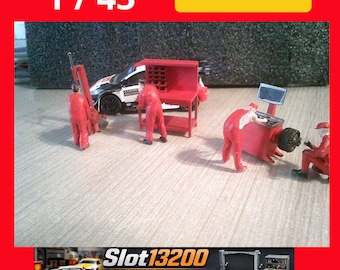 Kit diorama mécanicien 1/43 - Équipe d'assistance rallye avec établi et outils - Décor miniature