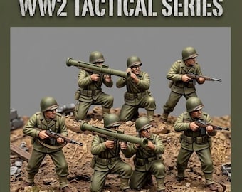 Équipe Antichar US (Bazooka Team) - 5 Figurines WW2 Peintes à la main - Échelle 28mm / 1:56