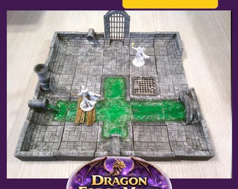 D&D DÉCORS - Système d'Égouts Modulaire Peint - 15 Tuiles - Fantasy Sewer 28mm