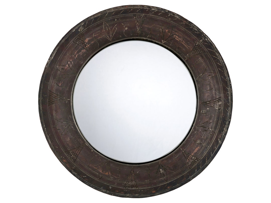 Round Antique Copper Plate Mirror Wall Decor Round Bronze Mirror Small