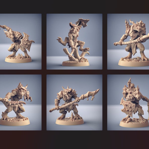 Kobolds (Set of 6) Tabletop Miniatures - Dungeons & Dragons - DnD - Pathfinder - RPG