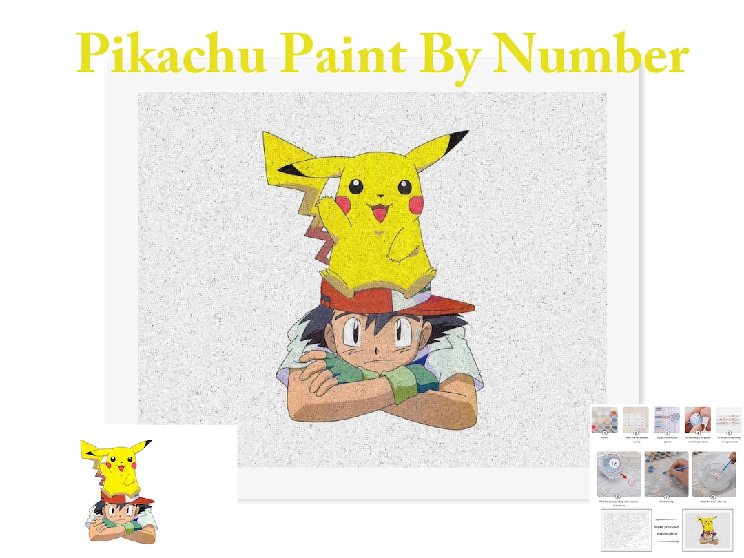 Pokemon Pikachu Paint by Numbers Kit /paint Your - Etsy