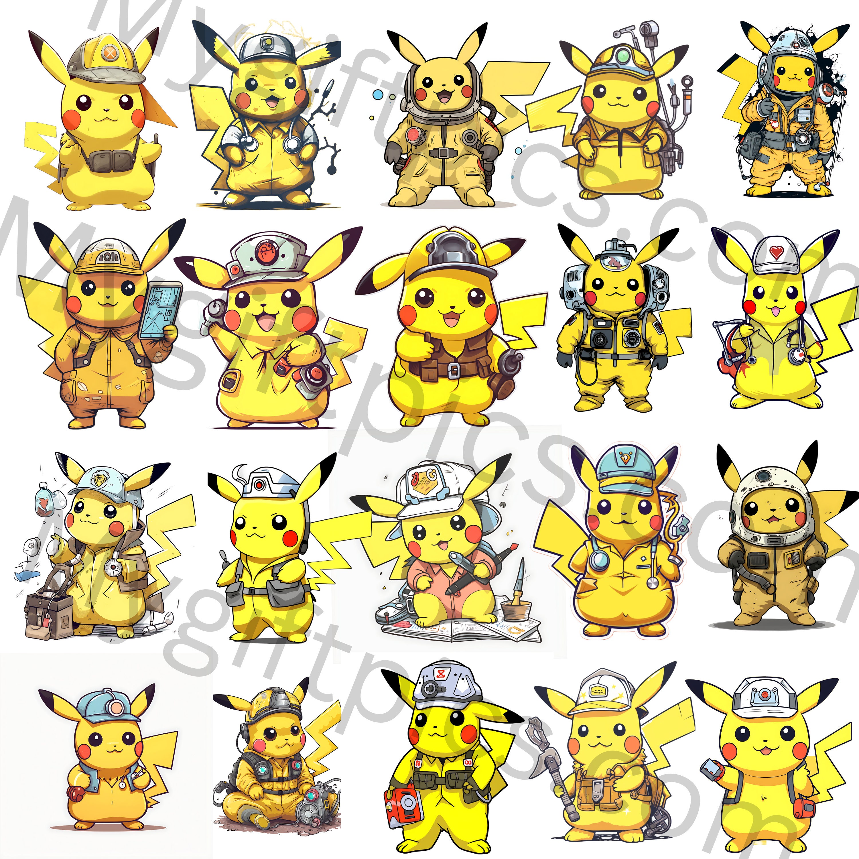 Pikachu Clipart Bundle PNG PDF / 20 Pikachu Clipart Images / Digital ...