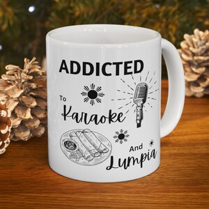 Mug Philippines karaoké philippin drôle et amateur de Lumpia Dessert philippin nourriture femme philippine mari petite amie collègue philippin cadeau chanter