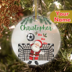 Soccer Christmas Ornament Santa Soccer ball, Christmas Ornament Santa ornament Soccer mom Gifts Personalized Soccer Ornament, Custom Soccer