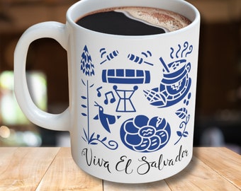 Coffee Mug El Salvador, El Salvador Gift salvadorean gifts, el salvador flag, salvadoreno gift, salvadorean decor, abuelo, abuela, mama gift