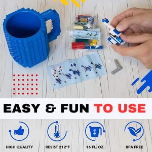 Build-on Brick Coffee Mug, Funny DIY Novelty Cup With Building Blocks ...