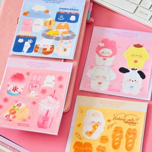 Minibogen mit holografischen, glitzernden Aufklebern | Bäckerei, Sakura, Kawaii-Kaninchen-Aufkleber | Scrapbooking, Computer, Bullet Journal