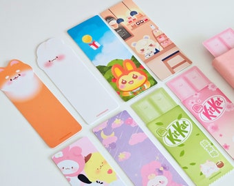 Marque-pages mignon, pastel, brillant, holographique, kit kat