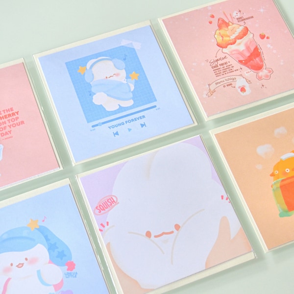 carte de vœux | carte de correspondance | mini carte mignonne lapin, kpop, kawaii, pastel