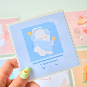 carte de vœux | carte de correspondance | mini carte mignonne lapin, kpop, kawaii, pastel BTS