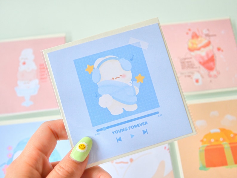 carte de vœux | carte de correspondance | mini carte mignonne lapin, kpop, kawaii, pastel BTS