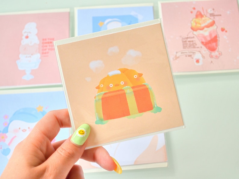 carte de vœux | carte de correspondance | mini carte mignonne lapin, kpop, kawaii, pastel Bain