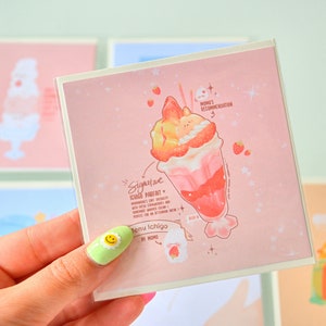 carte de vœux | carte de correspondance | mini carte mignonne lapin, kpop, kawaii, pastel Dessert