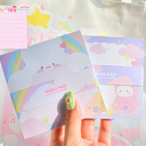 Bloc de notas cuadrado de conejo lindo | Papelería Kawaii Pastel Memo | Diario de Scrapbooking | | Blocs de notas hechos a mano