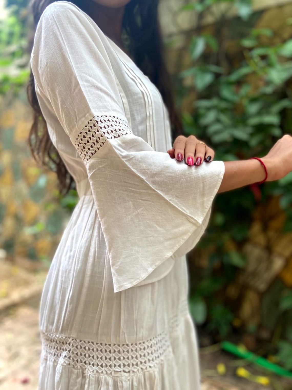 Women Off White Printed Flared Dress