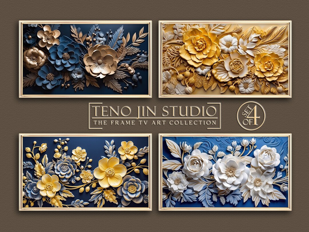 Samsung Frame TV Art Set, Floral Painting Set for Frame TV, Artwork for